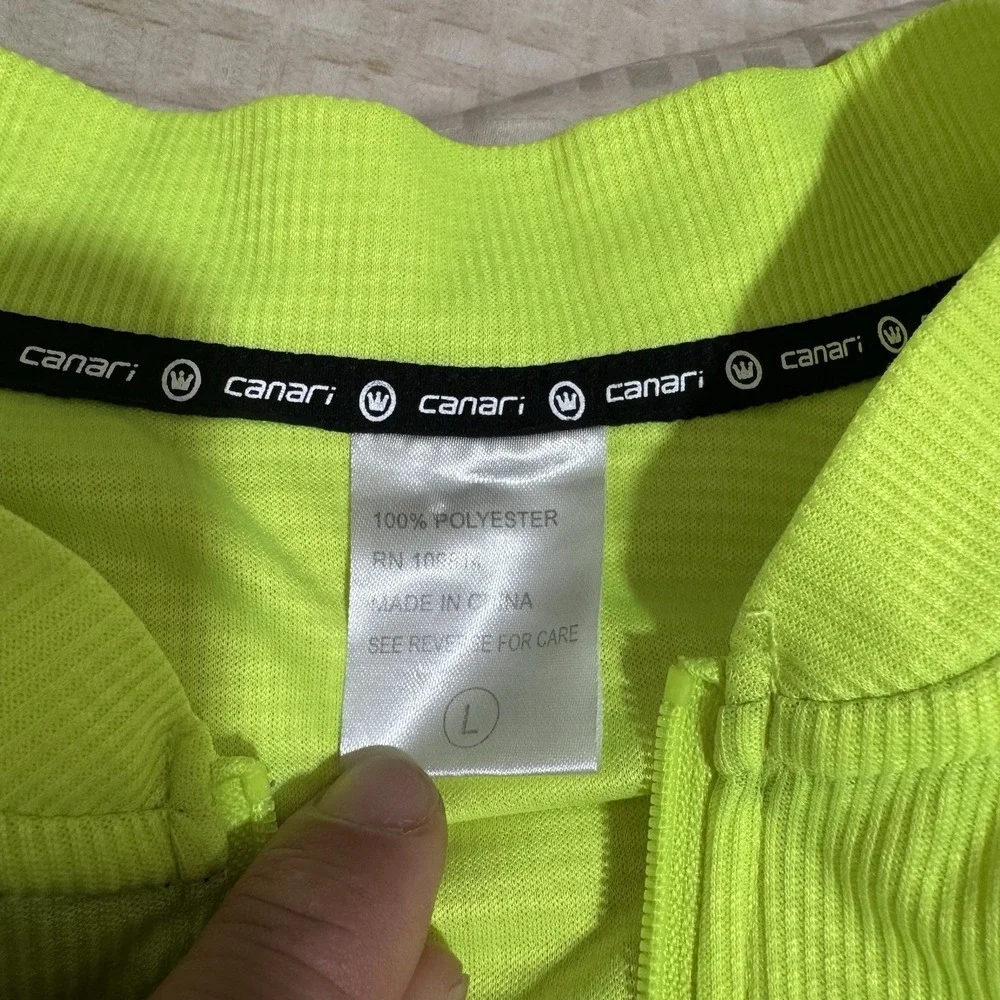 Canari Cycling Jersey Full Zip High Visability Neon Yellow Men's Large